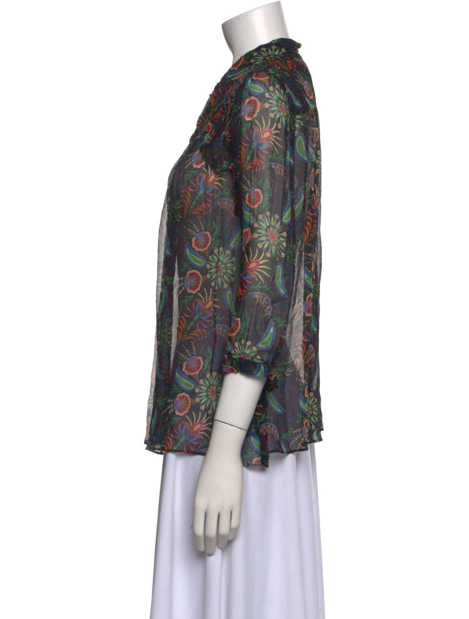 BA&SH Floral Print Three-Quarter Sleeve Blouse